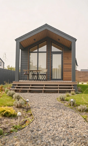 Modern detached backyard ADU design in Los Angeles by LA DREAM ADU featuring contemporary exterior and patio space