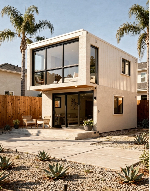 Satisfied Los Angeles homeowner enjoying newly built accessory dwelling unit by LA DREAM ADU